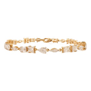 Luxury 4.89 Ct Mixed Cut Diamond Bracelet in 18k Yellow Gold Fine Jewelry For Sale