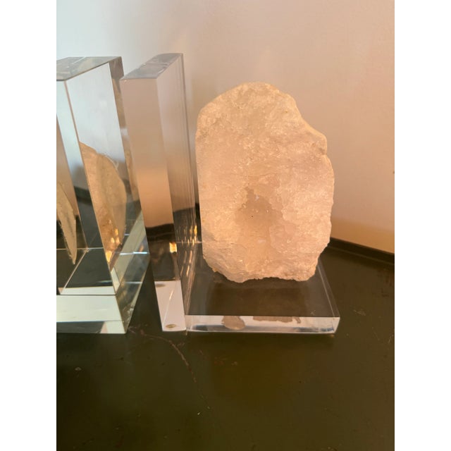 Organic Geode & Lucite Bookends - Set of 2 For Sale - Image 10 of 10