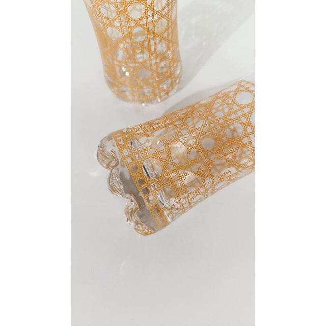 Long Drinking Glasses with Rattan Cane Webbing Decal, 1970s, Set of 6 For Sale - Image 3 of 14