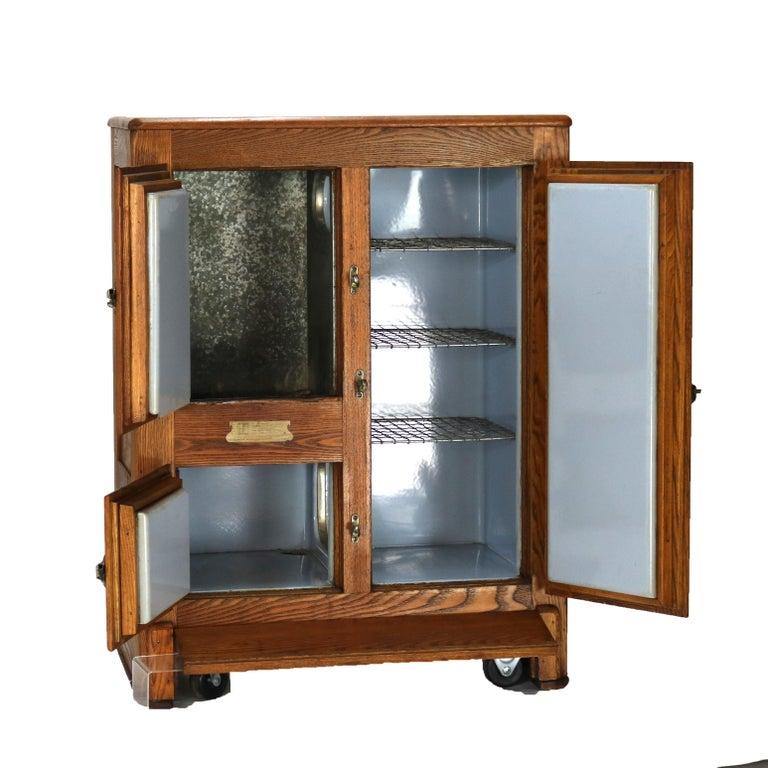 Antique Grand Rapids Refrigerator Co. Oak Three-Door Leonard