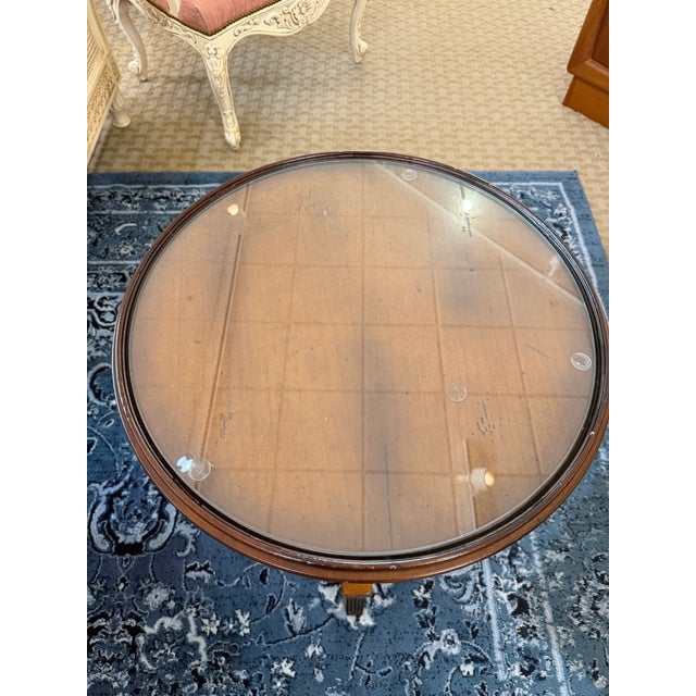 Baker Furniture Company Late 20th Century Milling Road for Baker Furniture Regency Pedestal Side Table With Glass Top For Sale - Image 4 of 7
