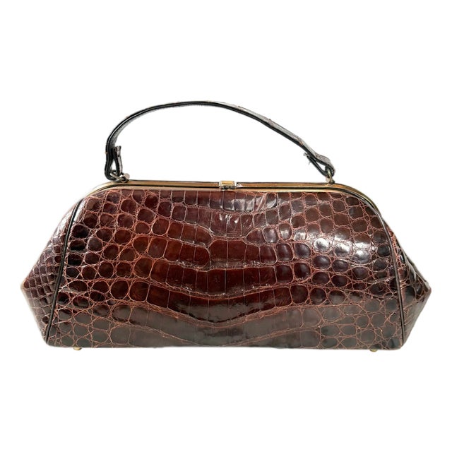 Vintage Leather Faux Corc Handbag For Sale