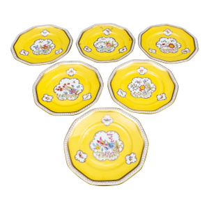Mid 20th Century Rosenthal Bavaria Dresden Yellow Gold Gilt Floral Porcelain Salad Plate - Set of 6