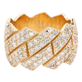 18k (750) Yellow Gold 4.50 Ct Natural Diamond Ring Band, Size 8 For Sale
