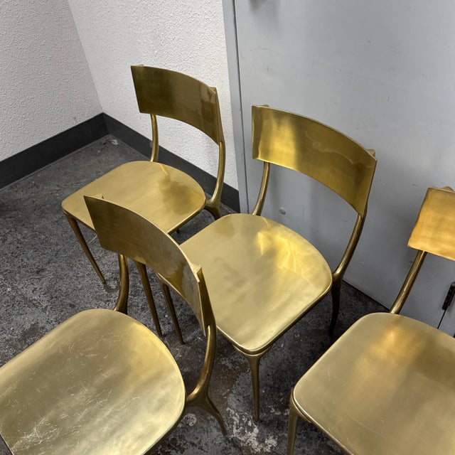 Cb2 Oro Gold Dining Chairs, Set of Four For Sale - Image 11 of 12