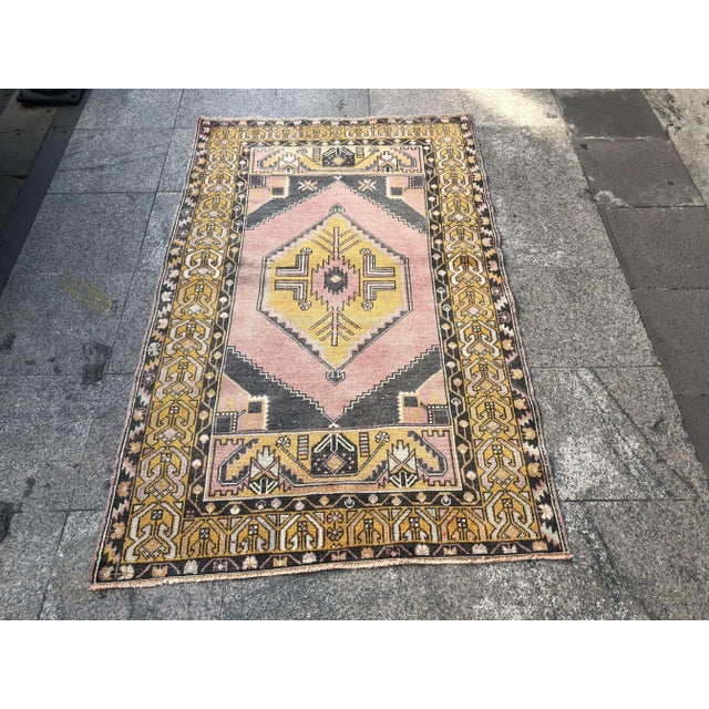Turkish Oushak Vintage Floor Rug - 3′8″ × 5′11″ For Sale - Image 11 of 11