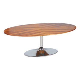 Bauhaus Oval Table in Chromed Steel and Walnut from Kovona, Czech, 1960s For Sale