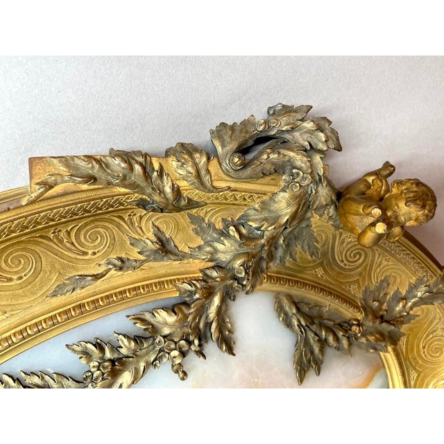 19c French Artisan Classical Bronze Alabaster Server For Sale - Image 14 of 18