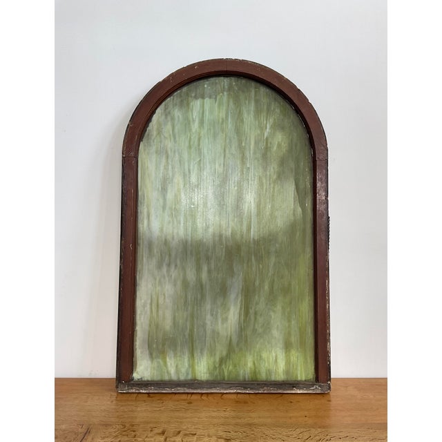 Wood Vintage Arch Top Slag Glass Window, Early 20th C For Sale - Image 7 of 14