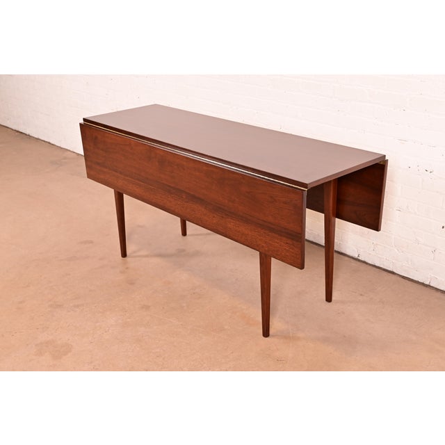 Brown Jack Cartwright for Founders Mid-Century Modern Walnut Drop-Leaf Harvest Dining Table, Newly Refinished For Sale - Image 8 of 14