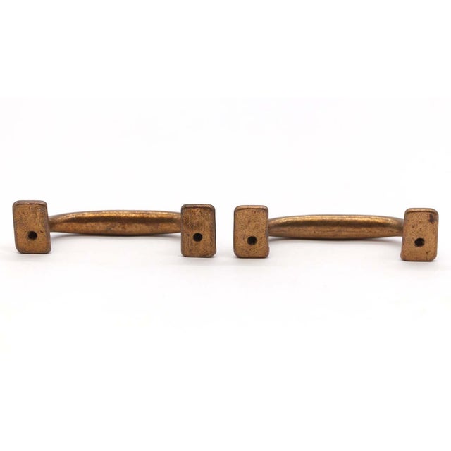 Metal Pair of Vintage 3 In. Copper Plated Brass Curved Bridge Drawer Pulls For Sale - Image 7 of 7