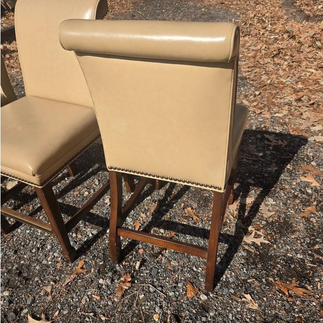 Late 20th Century Late 20th Century Hancock and Moore Leather Barstools Set of 4 For Sale - Image 5 of 9