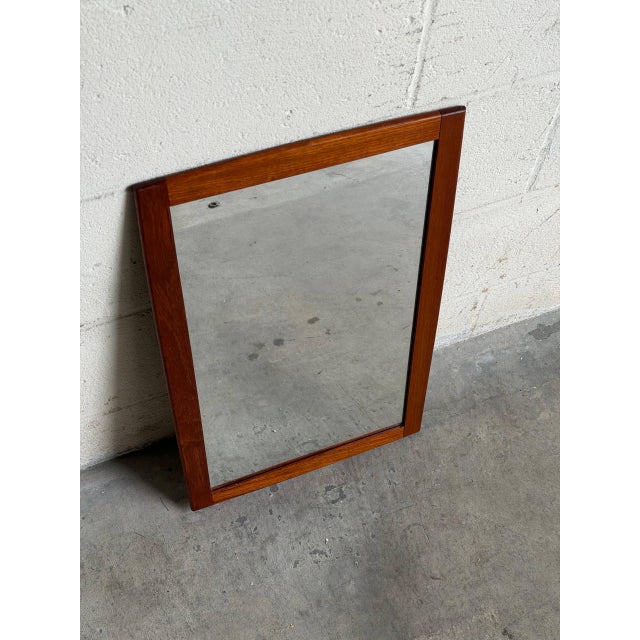 Mid 20th Century Vintage Danish Modern Teak Wall Mirror Mid Century Scandinavian Rectangular Mirror For Sale - Image 5 of 10