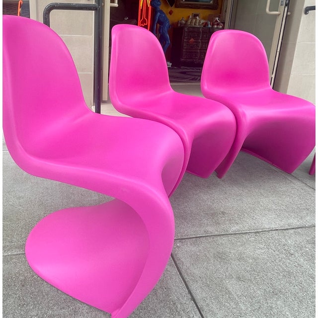 Textile Extremely Rare Set of Five Verner Panton Hot Pink Chairs, Circa 2001 For Sale - Image 7 of 12