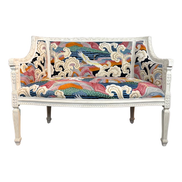 Louis XV Style Chair Vintage Newly Upholstered Crane For Sale