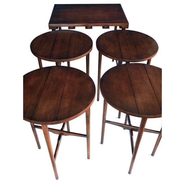 Bertha Schaefer for M. Singer & Sons 1950s Walnut Nesting Tables - Set of 5 For Sale In San Francisco - Image 6 of 8