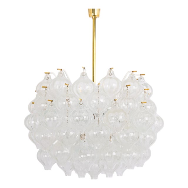 Large Tulipan Glass Chandelier from Kalmar, Austria, 1960s For Sale