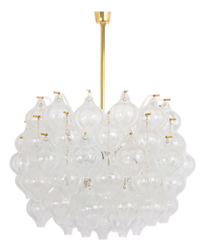 Large Tulipan Glass Chandelier from Kalmar, Austria, 1960s