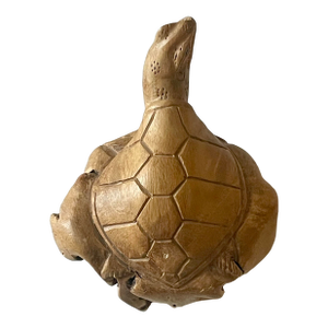 Vintage Feng Shui Burl Root Wood Carved Chinese Turtle