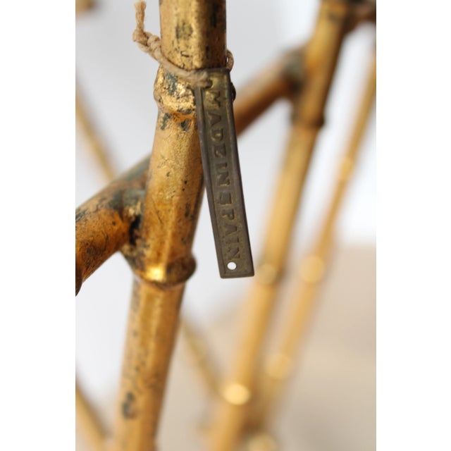 Antique Gilded Gold Chinoiserie Bamboo Style Magazine Rack/Hollywood Regency For Sale - Image 4 of 4