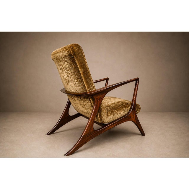 Wood Vladimir Kagan Lounge Chair in Brazilian Rosewood & Velvet, Brazil, 1958 For Sale - Image 7 of 18