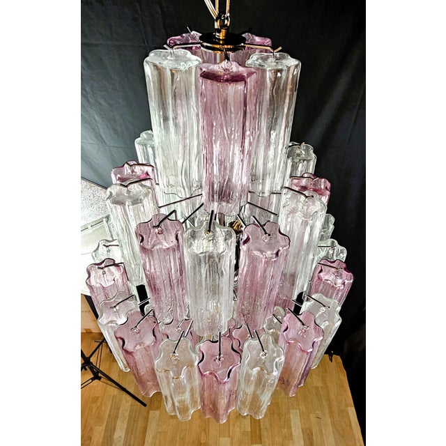 Mauve Vintage Chandelier with Truncated Murano Glass in Crystal and Amethyst., 2003 For Sale - Image 8 of 13