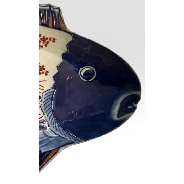 Japanese Antique Japanese Meiji Period Imari Porcelain Sea Bream Fish Platter For Sale - Image 3 of 10