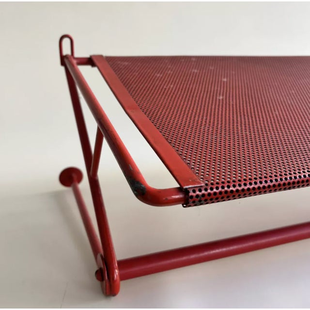 Vintage Red Perforated Metal Shelf, 1970 For Sale - Image 4 of 5