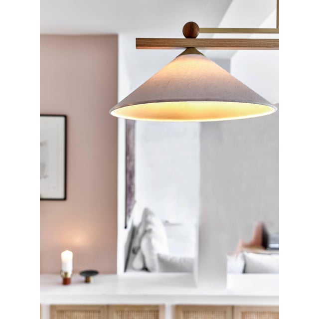Nikho I Pendant Lamp in Wood with Brass and Fabric by Marine Breynaert For Sale - Image 4 of 6