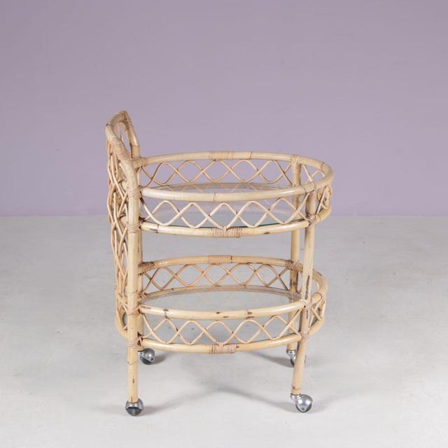 Crafted in Italy during the 1950s, this elegant bamboo trolley beautifully captures the relaxed sophistication of mid-...