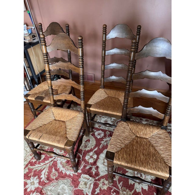 Late 20th Century High Back Vintage Dining Ladder Chairs (4) For Sale In Chicago - Image 6 of 7
