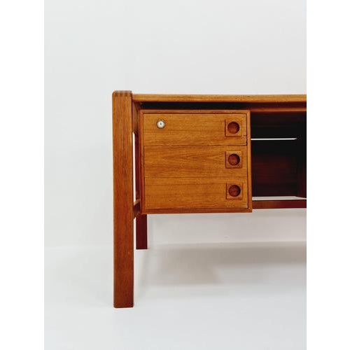 Wood Danish Teak Freestanding Desk by H.P. Hansen, Denmark, 1960s For Sale - Image 7 of 11