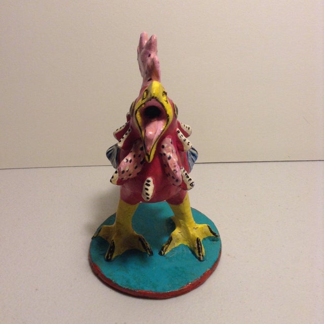 Mexican 1970's Vintage "Rooster" Signed by Mexican Artist Juan Jose Ramos Medrano For Sale - Image 3 of 7