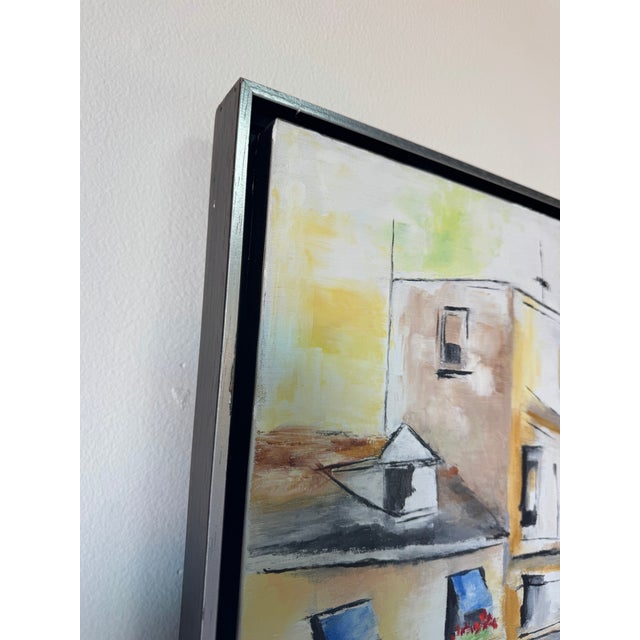 1980’s Beverly Parisian Cityscape Street Scene Oil on Canvas Painting, Wood Framed For Sale - Image 11 of 12