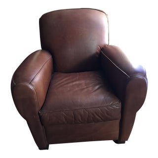 1980s Vintage Paris Leather Club Chair For Sale