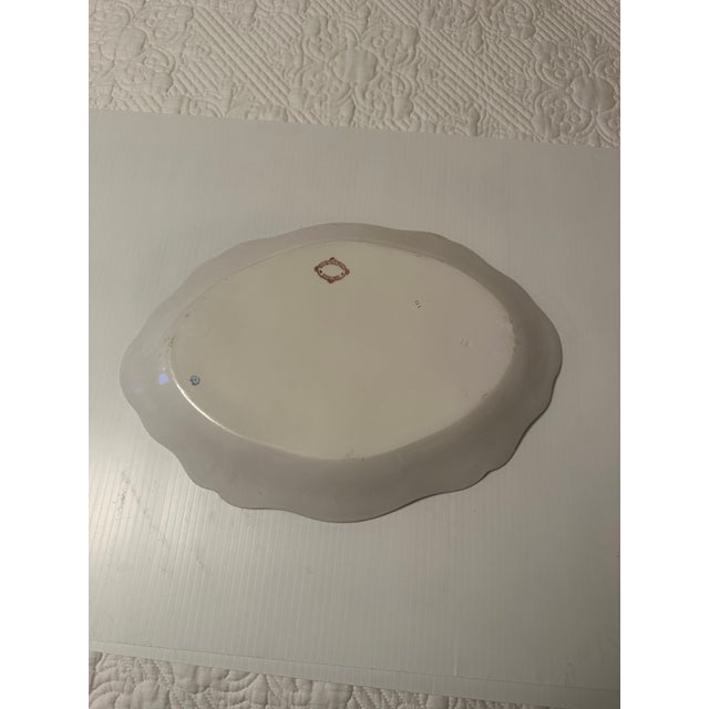 1930s Vintage Grindley Oval Serving Platter Trimmed, and Gold With Blue Accent For Sale - Image 5 of 6