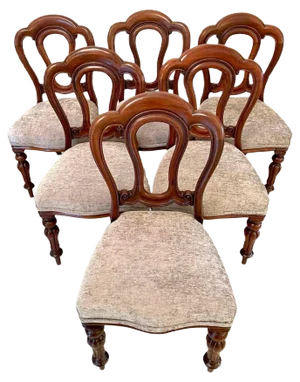 Antique Victorian Mahogany Dining Chairs, Set of 6