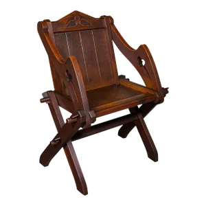 Antique Glastonbury Chair, English Oak, Gothic Revival Seat, Victorian, C.1880