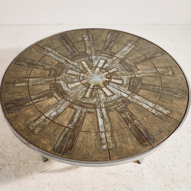 Steel Coffee Table with Stone Top by Edel Hegedal for L. Hjorth, 1970s For Sale - Image 6 of 10