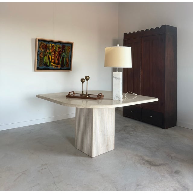 Minimalist White Marble Plinth Table Lamp Knoll-Style (After Nessen) For Sale - Image 6 of 18