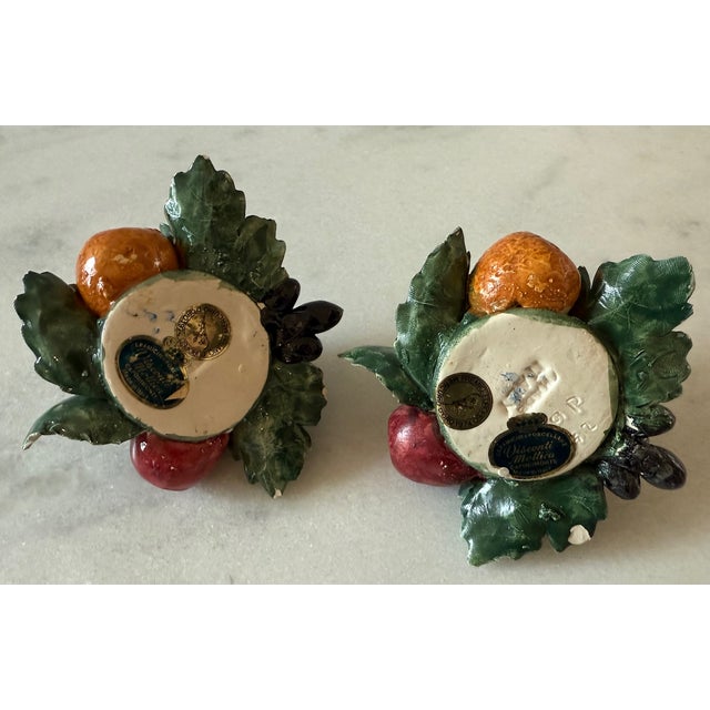 Vintage Italian Capodimonte Ceramic Fruit Candle Holders by Visconti Mollica For Sale - Image 11 of 15