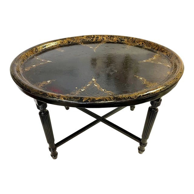 Early 20th Century Papier Mâché Tray Table With MotherOfPearl Inlay