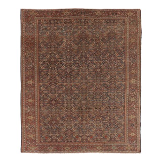 Antique Sultanabad Persian Rug, Red and Beige-Brown Floral Pattern - Rug & Kilim For Sale