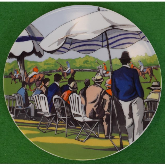 Paper Set X 6 French Limoges 6"d Plates W/ Polo Match Scenes For Sale - Image 7 of 9