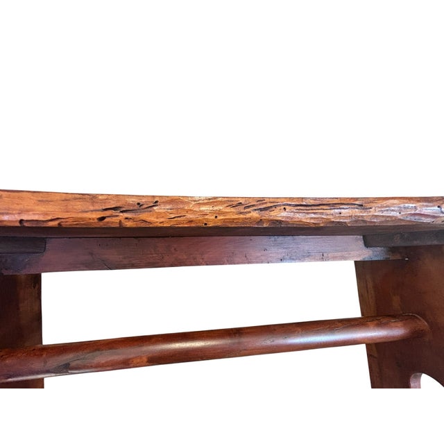 Handcrafted Live Edge Hardwood Bench in the Style of Appalachian Folk Art For Sale - Image 10 of 12