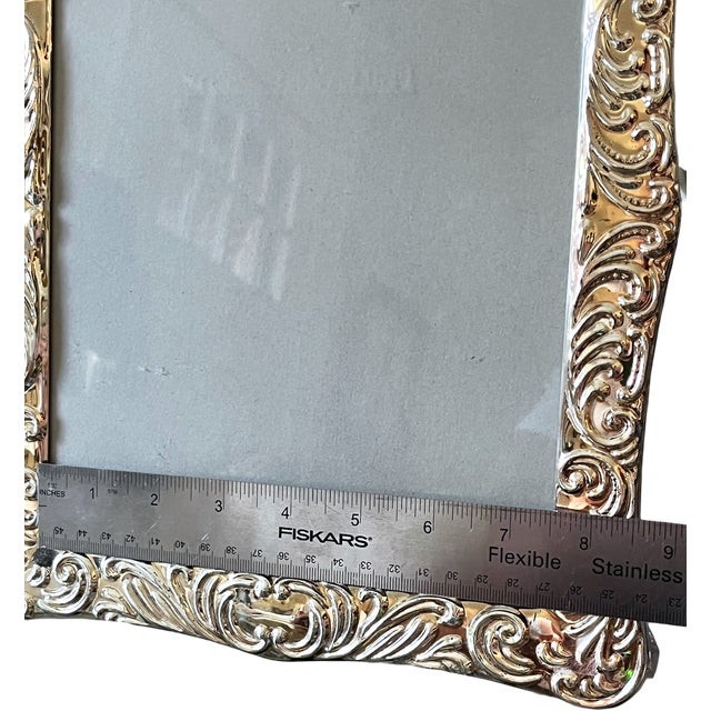 1980s Large Rococo Revival Silverplated Acanthus Scroll Picture Frame 12" × 10" for 9" × 11" Image For Sale - Image 9 of 11