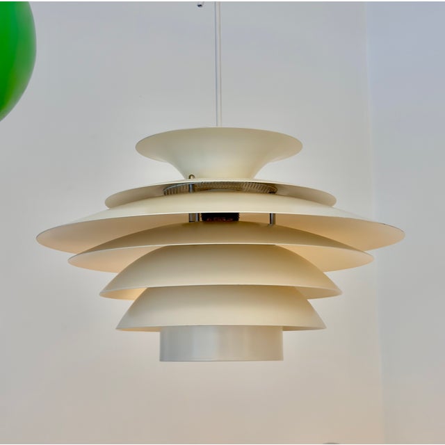 Scandinavian Cream Pendant Lamp with 7 Layers from Jeka, Denmark, 1960s For Sale - Image 9 of 18