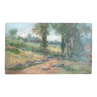 19th Century English or American Pastoral Landscape With Cows, Signed For Sale