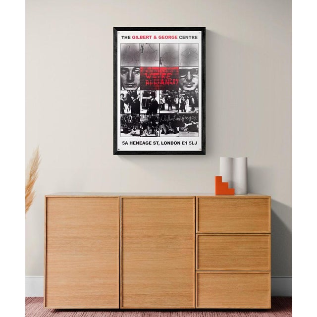 The piece this striking poster, designed for the gilbert & george centre, presents the iconic 1977 artwork "bollocks we're...