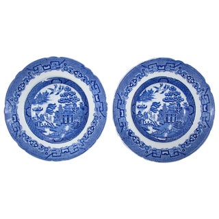 Antique Blue Willow Soup Bowls - A Pair For Sale